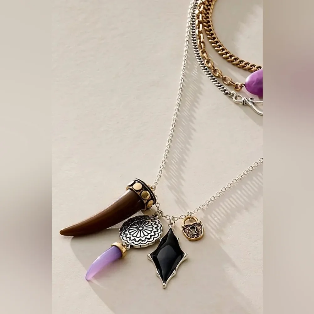 Free People Zella Layered Necklace/Mixed Metal - Picture 3 of 12